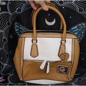 G By Guess White And Tan Bag With Removeable Strap